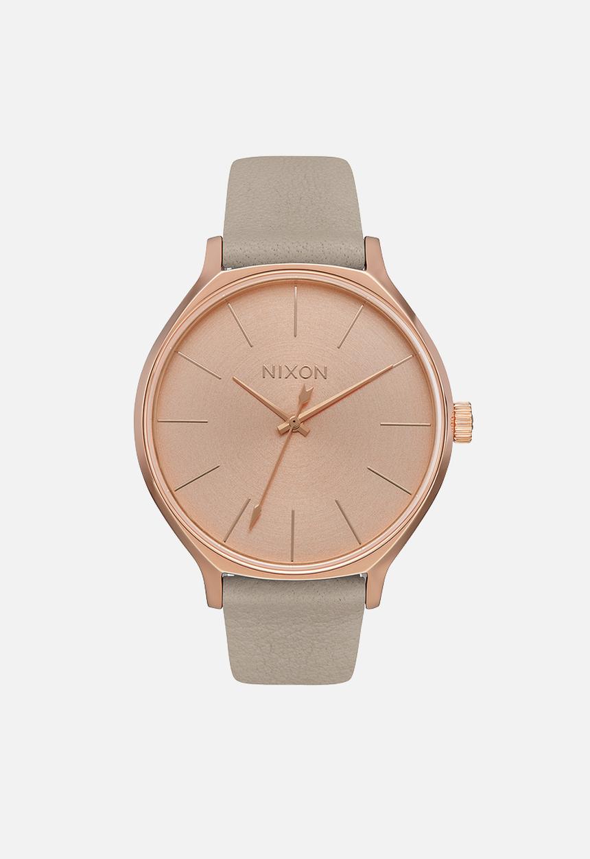 Nixon - Clique leather - rose gold / grey