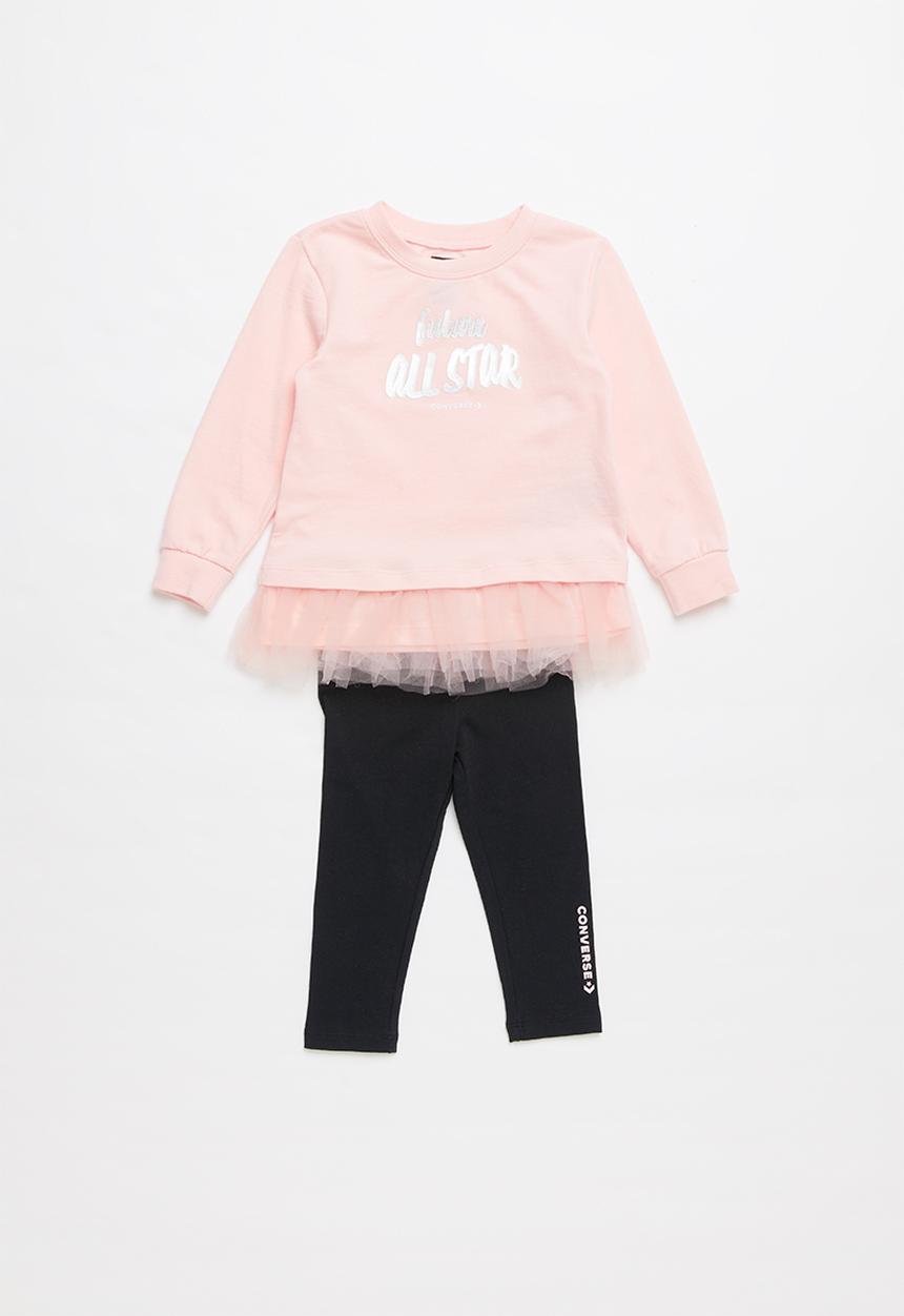 Converse - Converse girls tunic & legging set - pink & black 