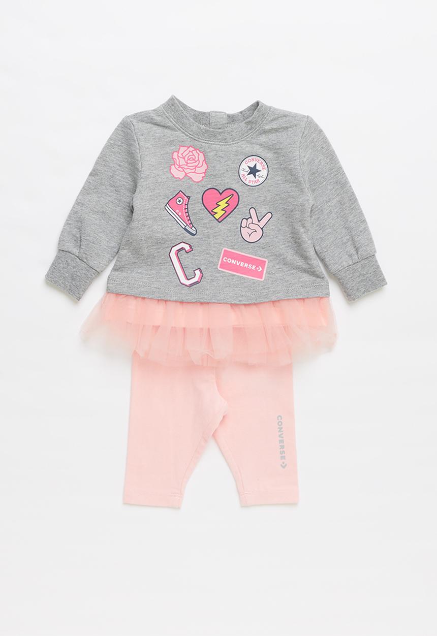 Converse - Converse girls tunic & legging set - pink & grey 