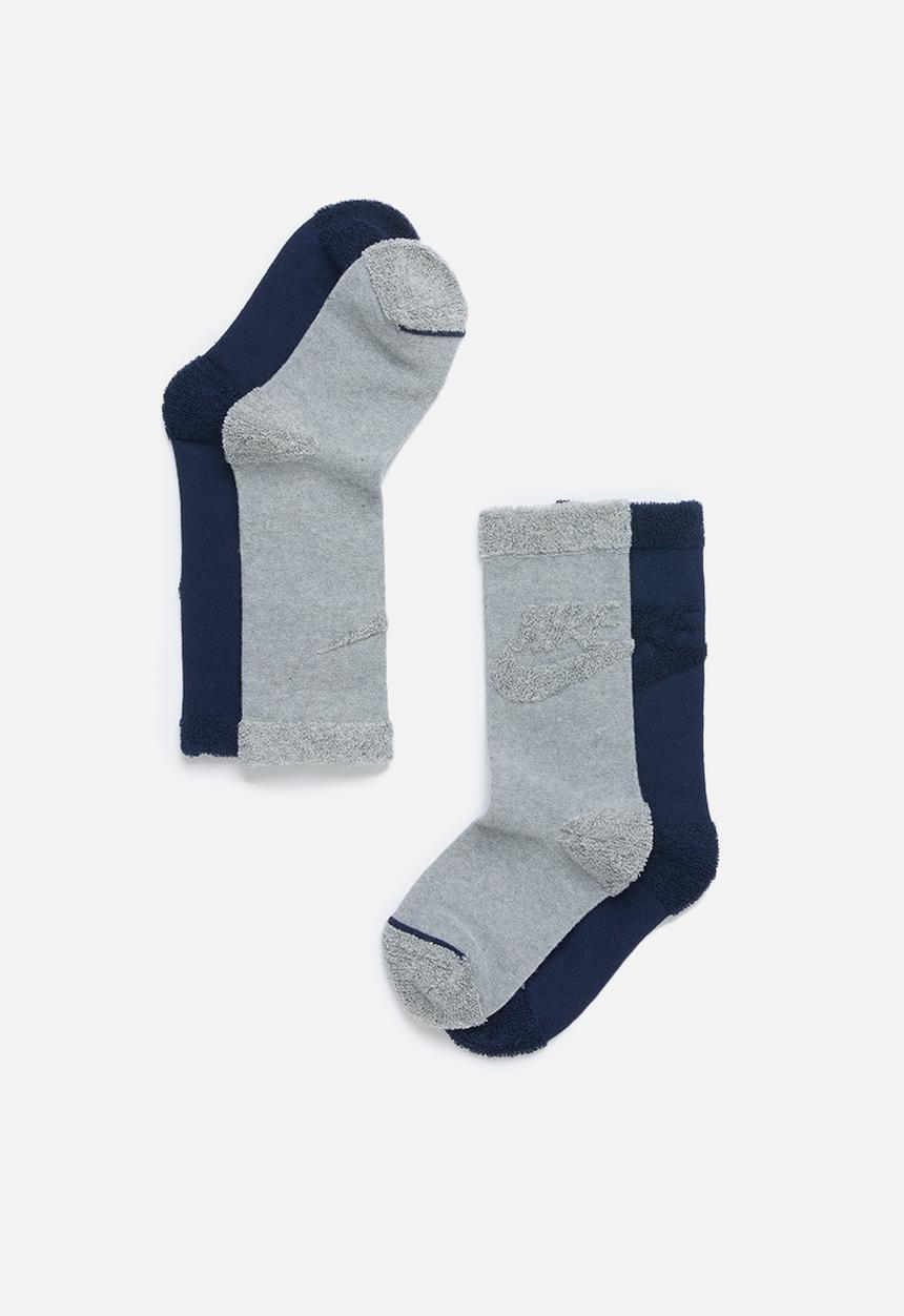 Nike - 2 Pack Nike loop futura crew socks - navy & grey 