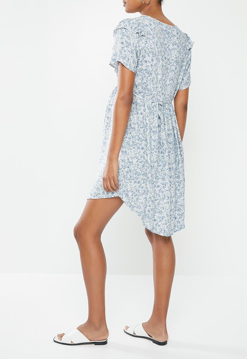 Cotton On - Maternity short sleeve babydoll dress  floral - country blue