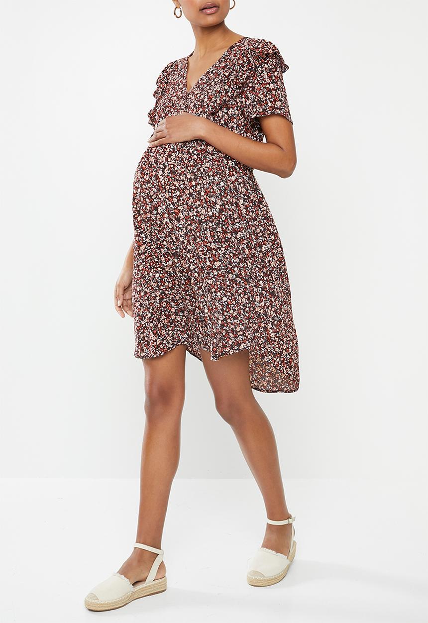 Cotton On - Maternity  short sleeve babydoll dress ditsy - canyon sunset