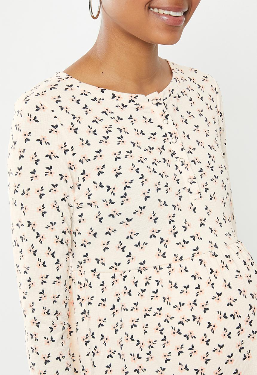 Cotton On - Maternity babydoll mini dress Aidan ditsy -  pink sand