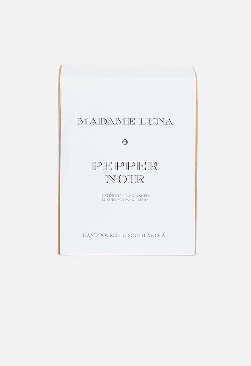 Madame Luna - Black signature gold stamp candle - pepper noir