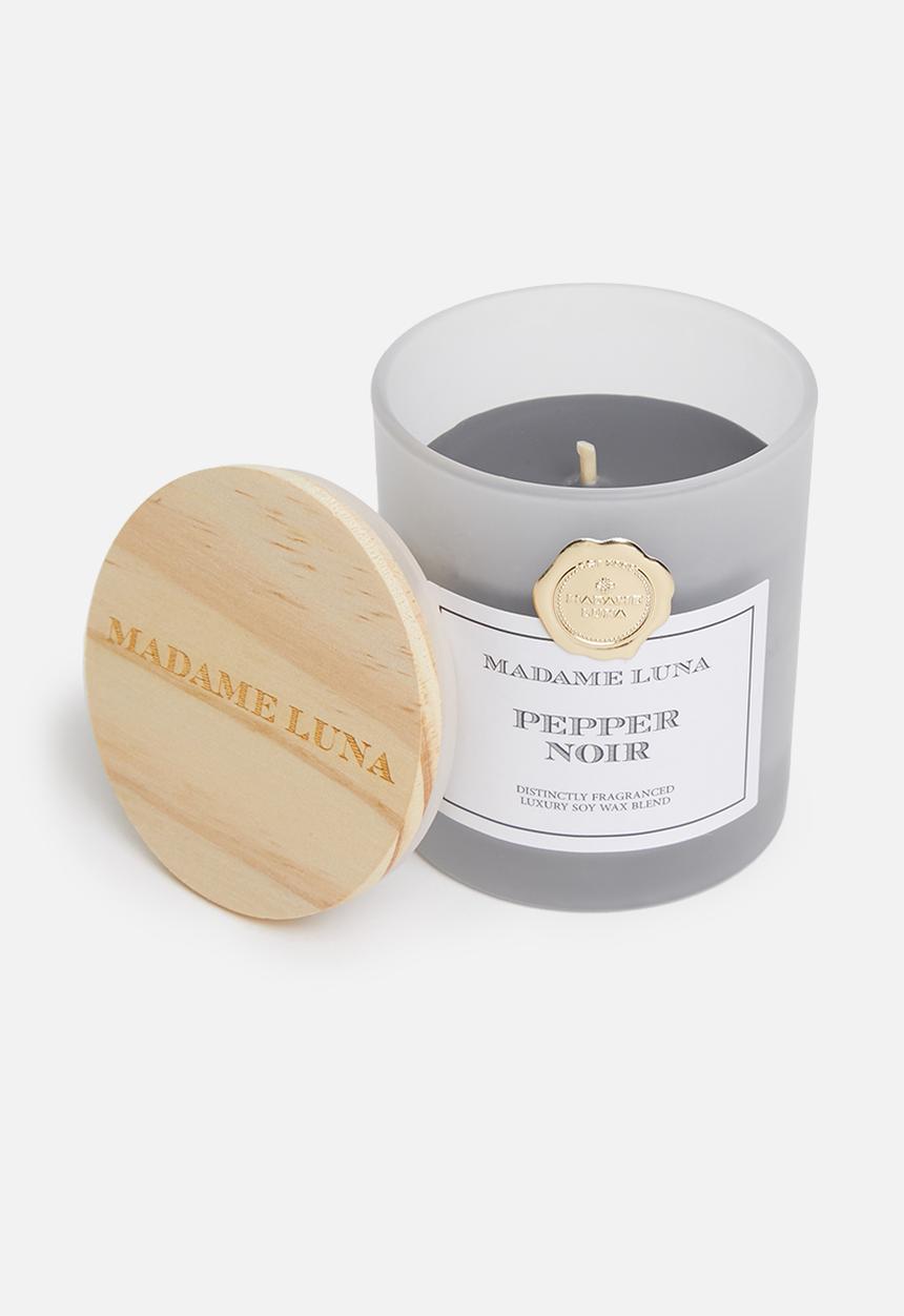 Madame Luna - Black signature gold stamp candle - pepper noir