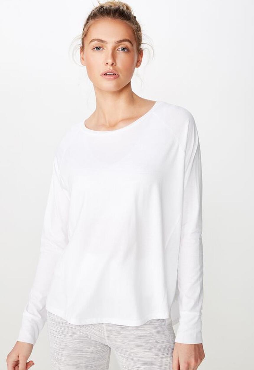 Cotton On - Active rib long sleeve top - white