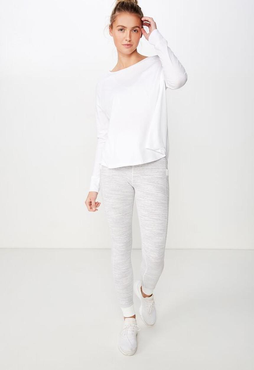 Cotton On - Active rib long sleeve top - white