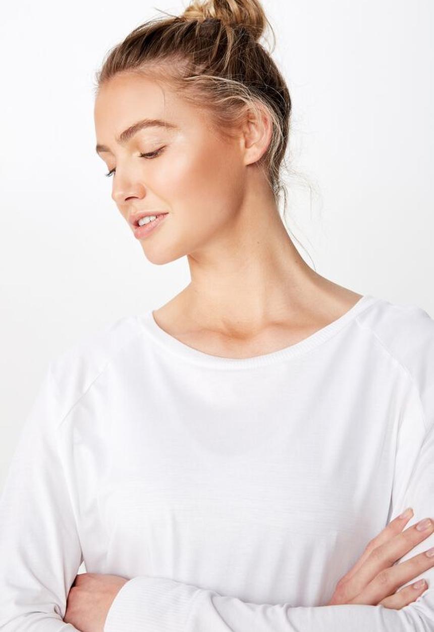 Cotton On - Active rib long sleeve top - white