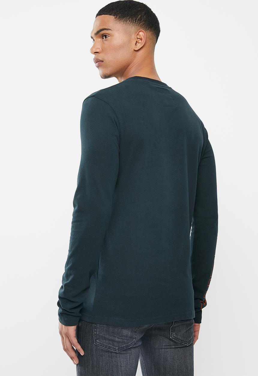 Superdry. - Vintage logo linear long sleeve tee - navy