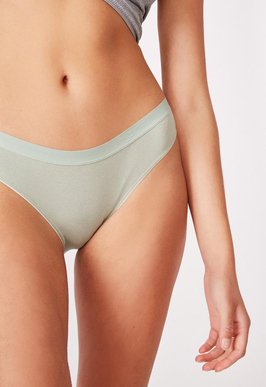 Cotton On - Cotton rib bikini brief - aloe washed