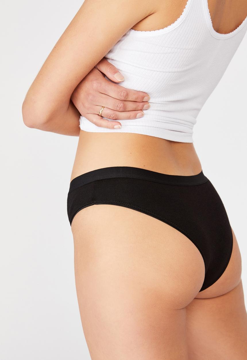 Cotton On - Cotton rib brasiliano brief - black
