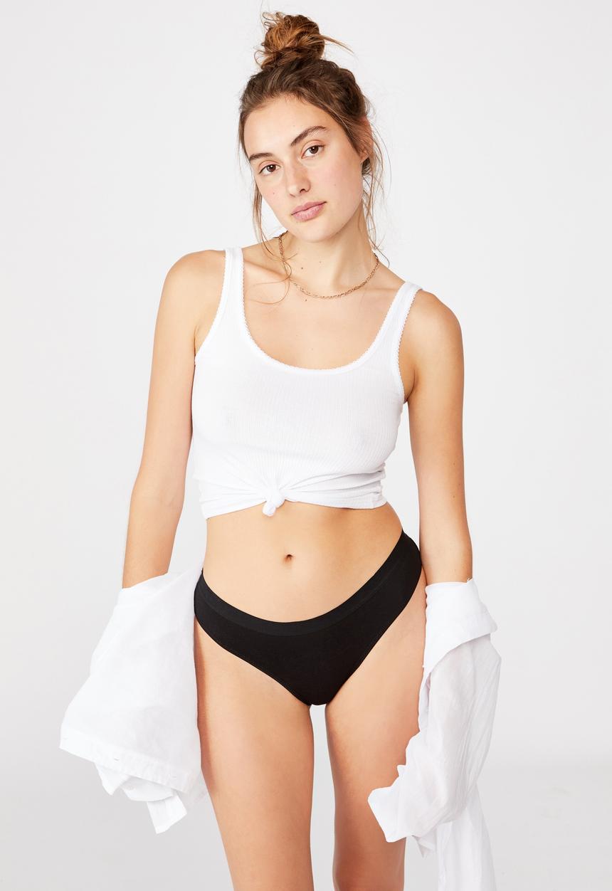 Cotton On - Cotton rib brasiliano brief - black