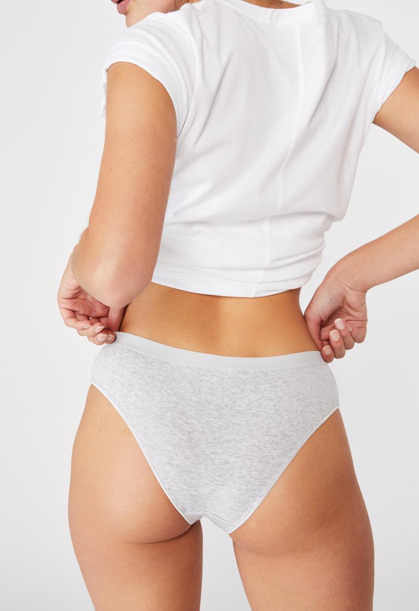Cotton On - Cotton rib brasiliano brief - grey