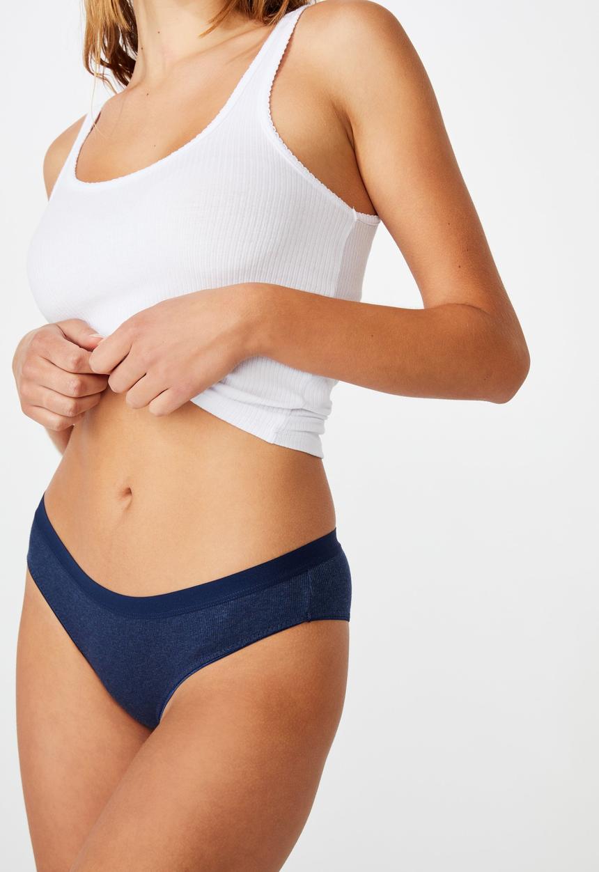 Cotton On - Cotton rib brasiliano brief - midnight marle