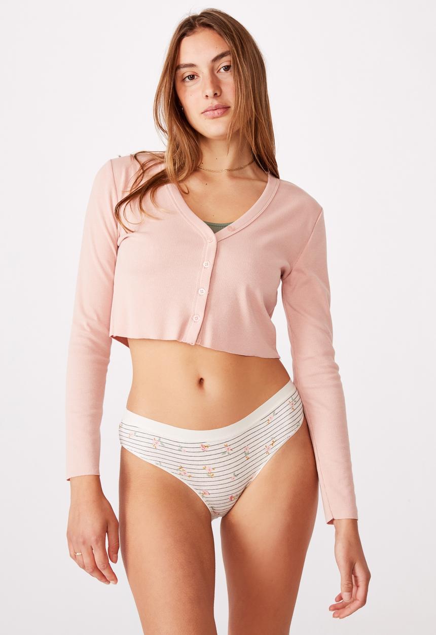 Cotton On - Cotton rib brasiliano brief - stripe ditsy
