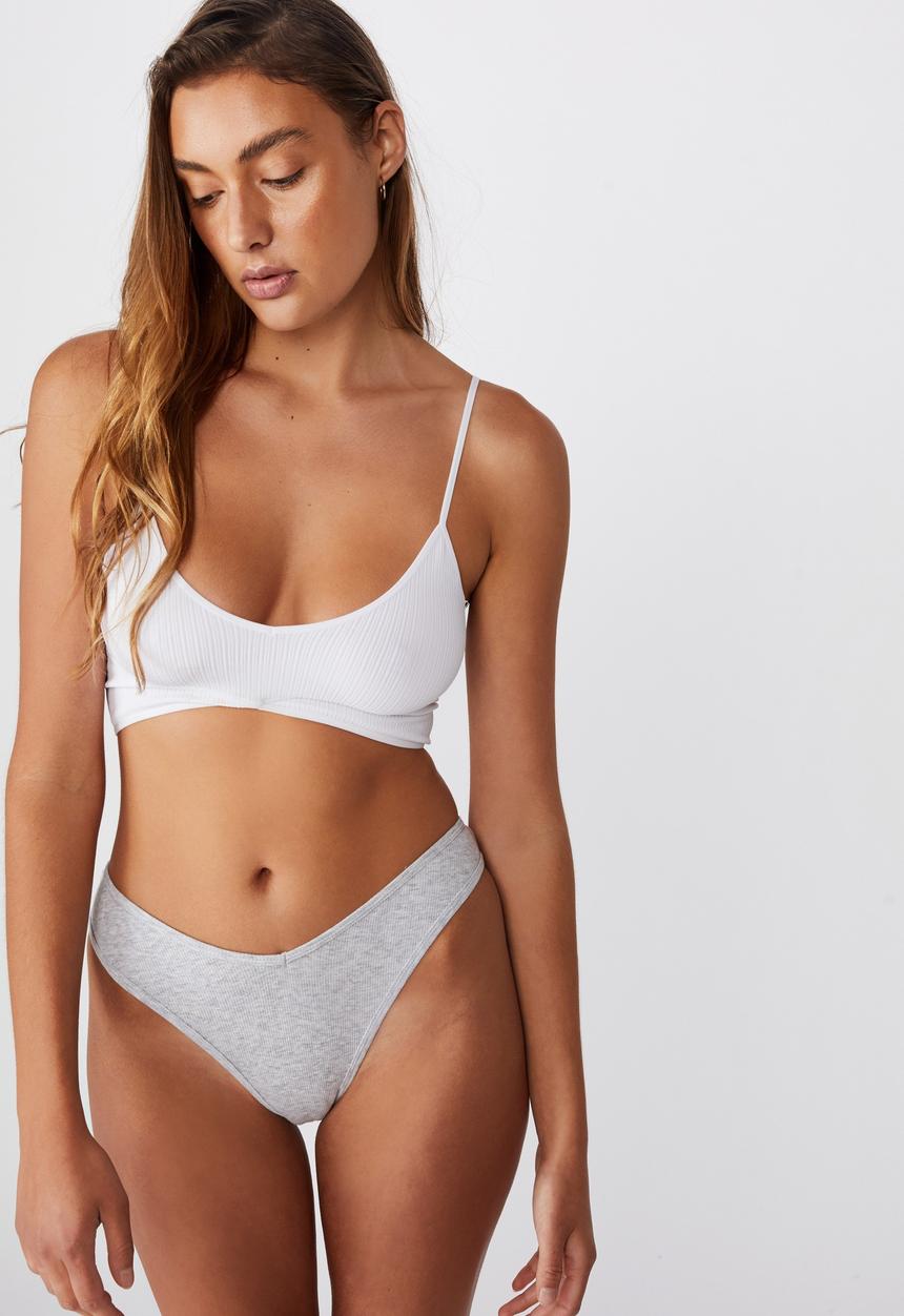 Cotton On - Cotton rib high cut brasiliano brief - grey 