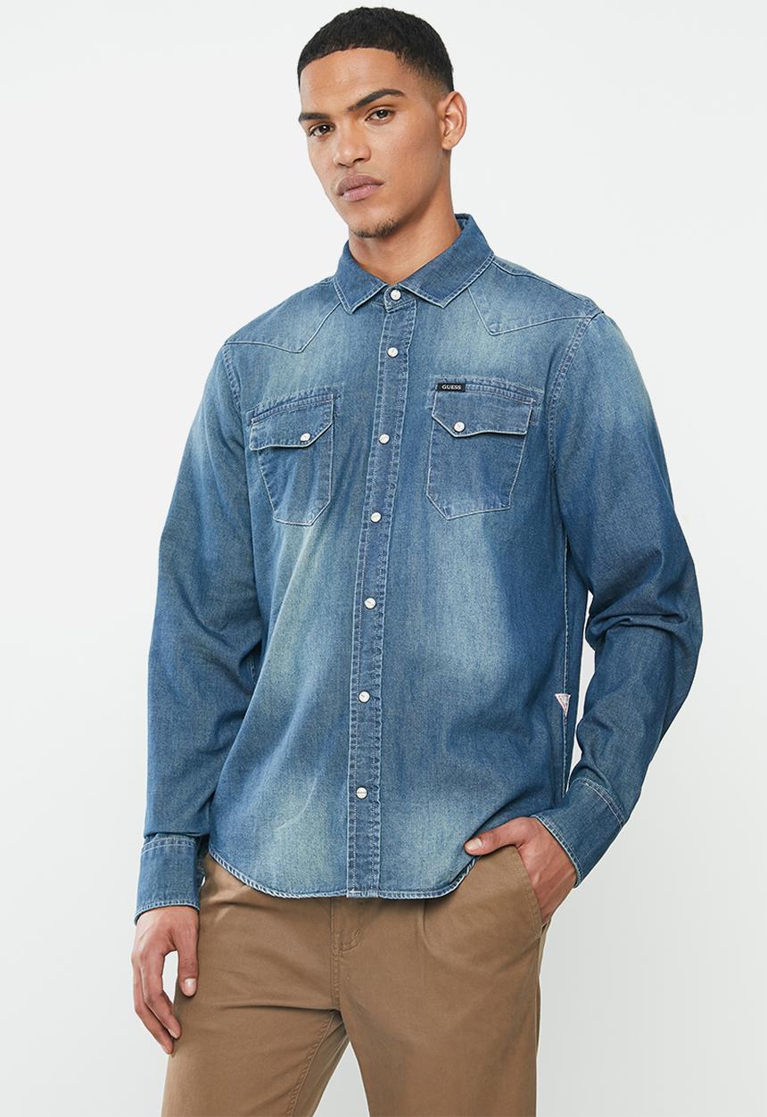 GUESS - Slim fit denim shirt - blue 