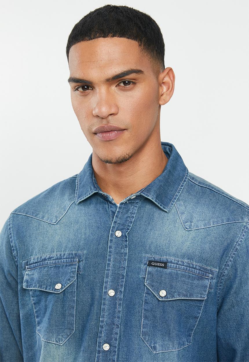 GUESS - Slim fit denim shirt - blue 