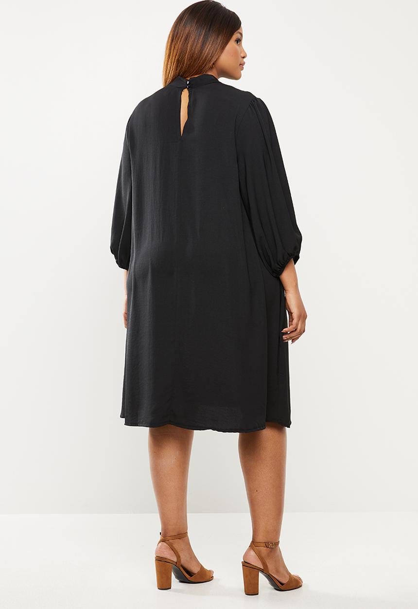 edit Plus - Pussy bow shift dress - black
