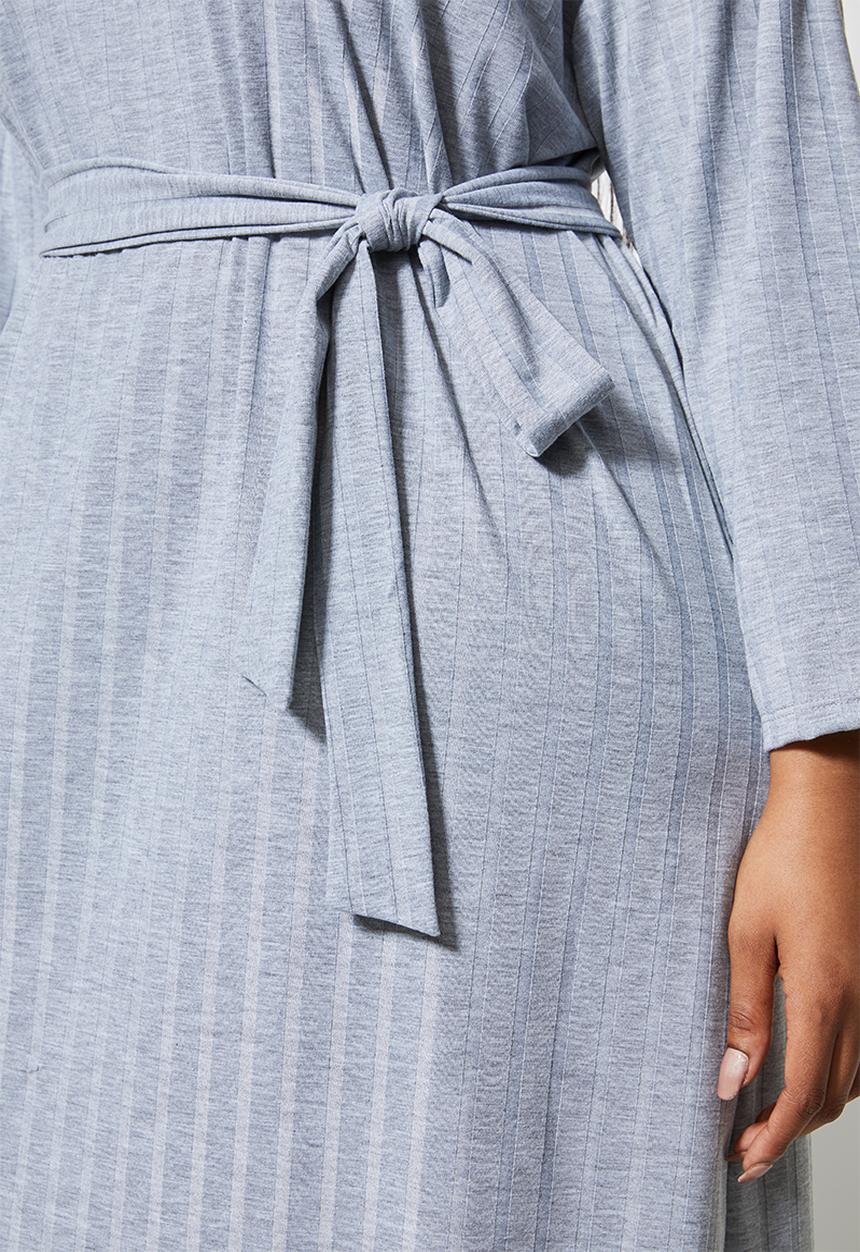 Superbalist - Rib knit tie drop shoulder dress - grey 