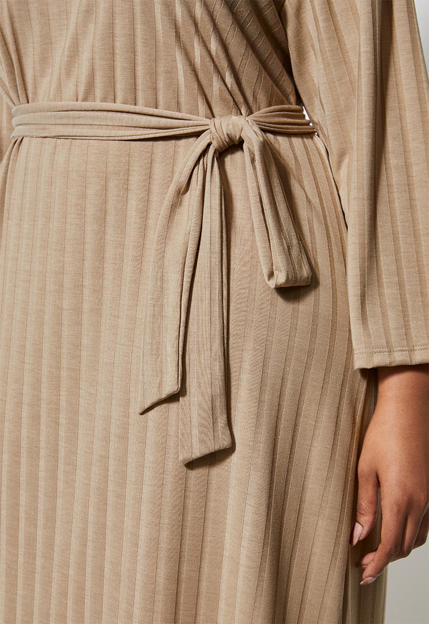 Superbalist - Rib knit tie drop shoulder dress - stone