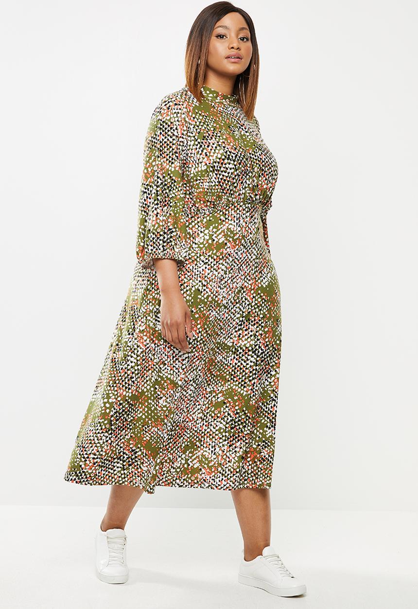 edit Plus - Knit femme wide sleeve midi dress - multi