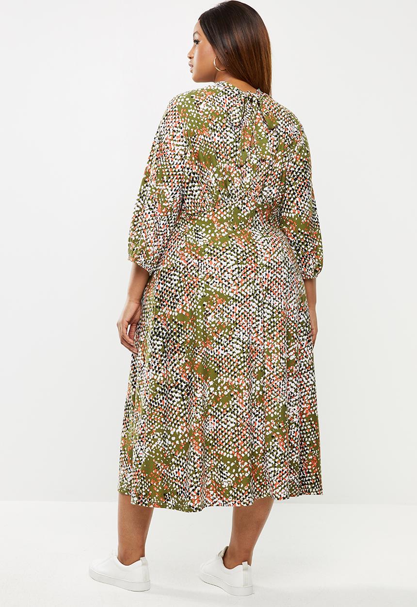 edit Plus - Knit femme wide sleeve midi dress - multi