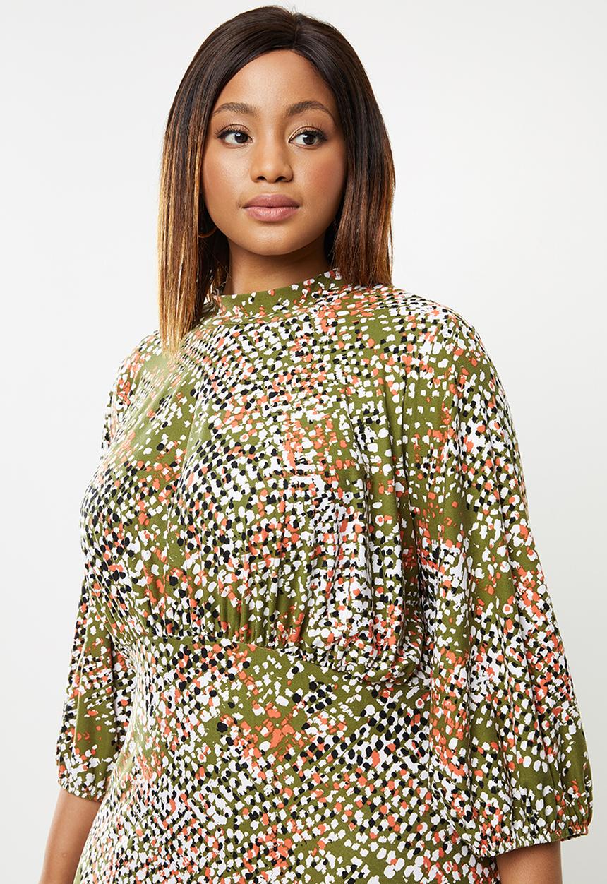 edit Plus - Knit femme wide sleeve midi dress - multi