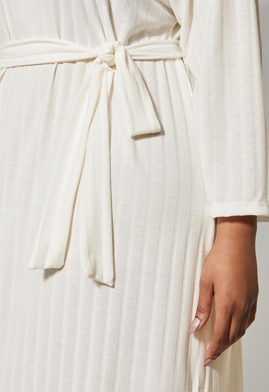 Superbalist - Rib knit tie drop shoulder dress - white