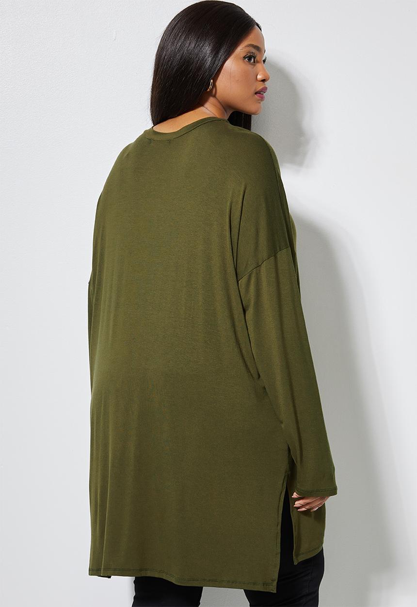 Superbalist - Longline viscose tee - khaki