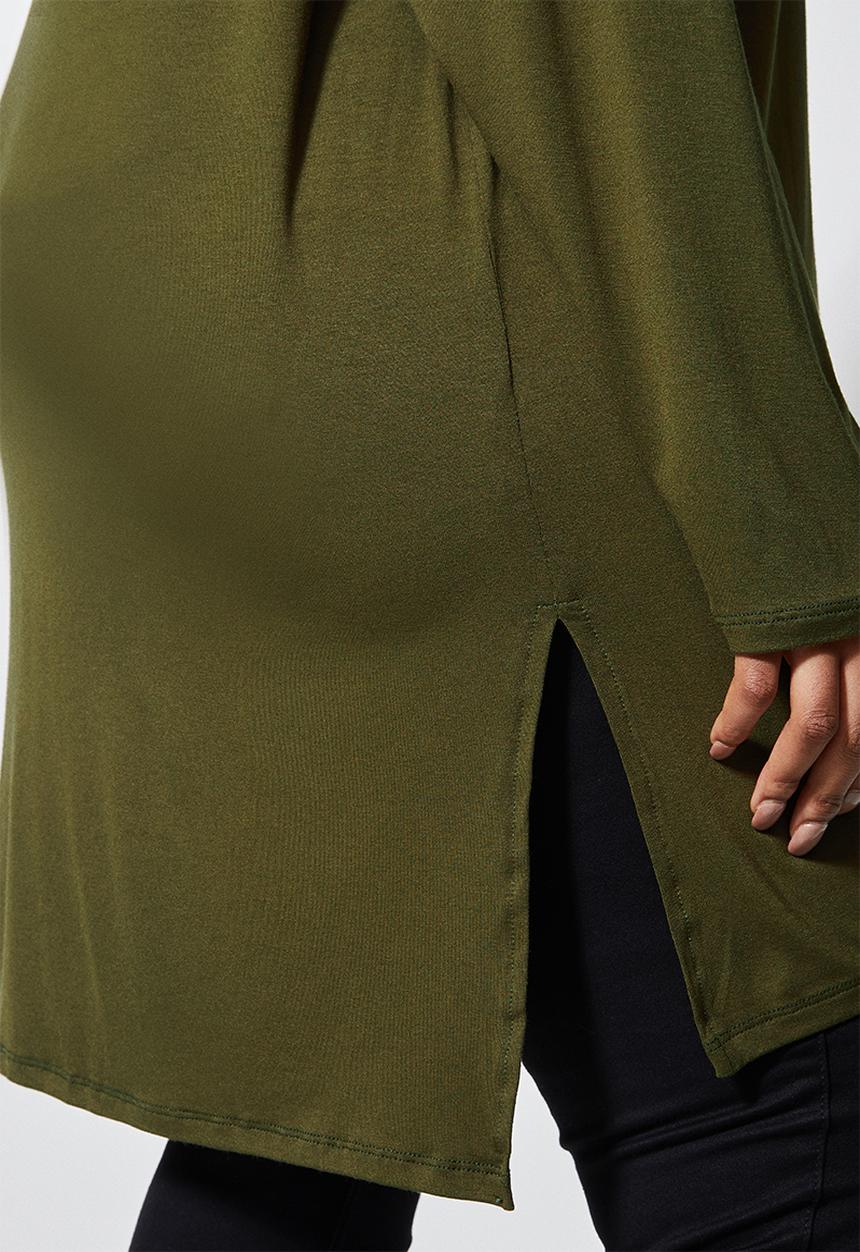 Superbalist - Longline viscose tee - khaki