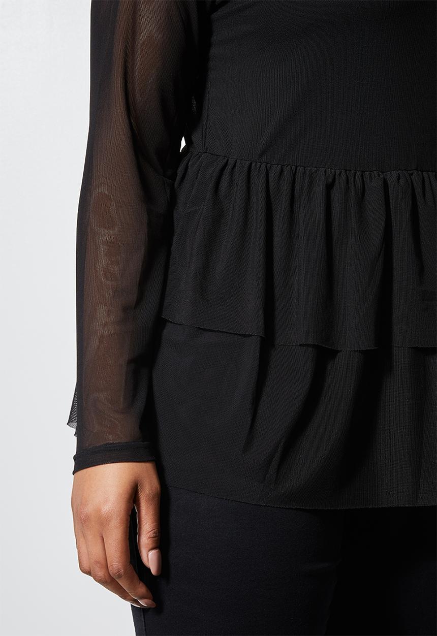 Superbalist - Mesh tiered high neck tee(plus) - black