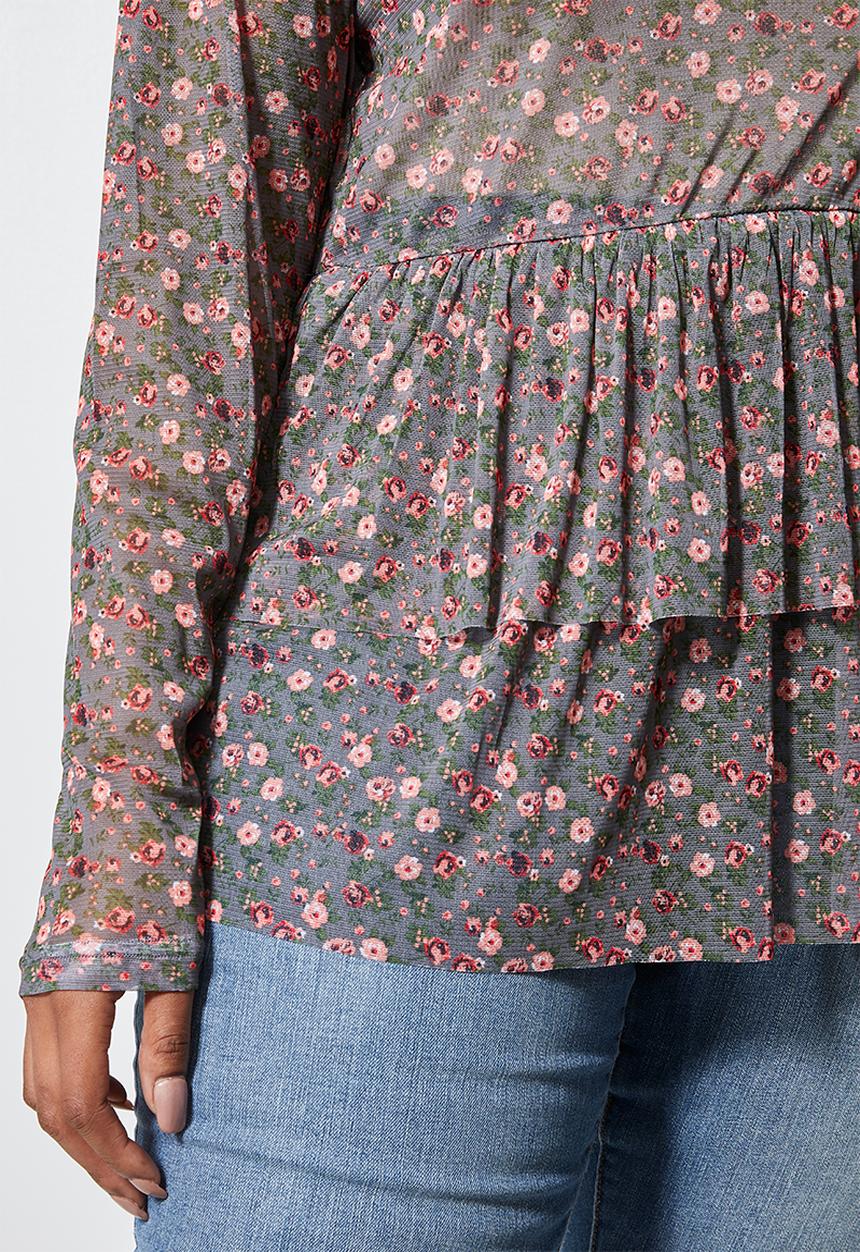 Superbalist - Mesh tiered high neck tee - floral ditsy