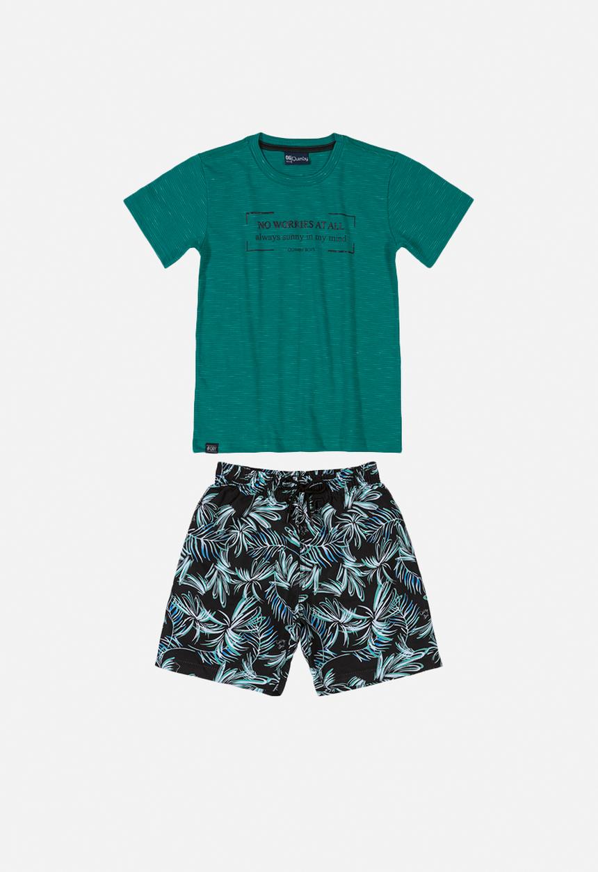 Quimby - T-shirt & shorts set - green & black