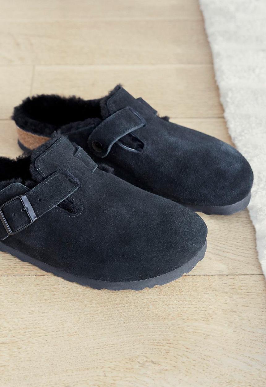 Birkenstock - Boston suede leather regular - black