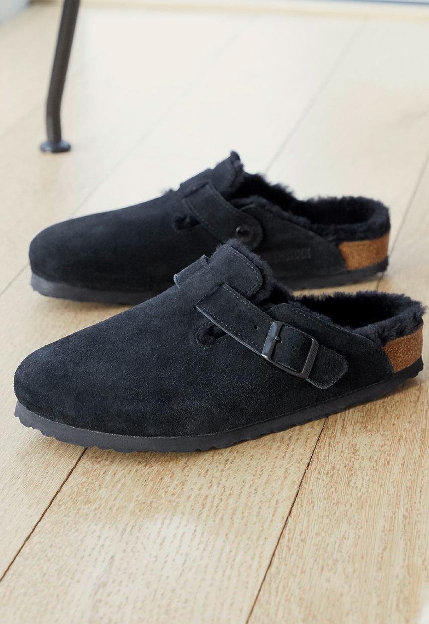Birkenstock - Boston suede leather regular - black