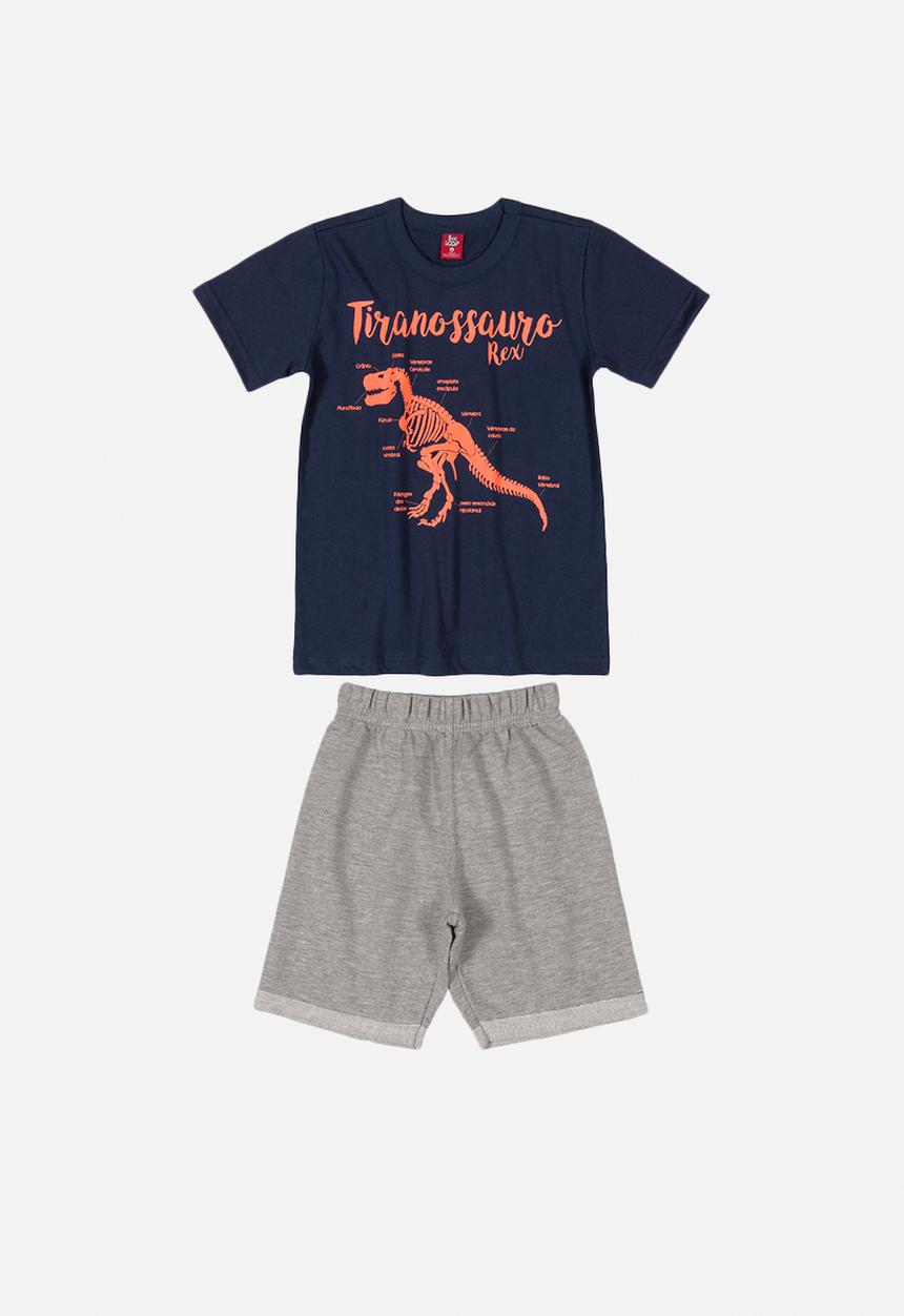 Bee Loop - Boys printed tee and shorts set - black & grey