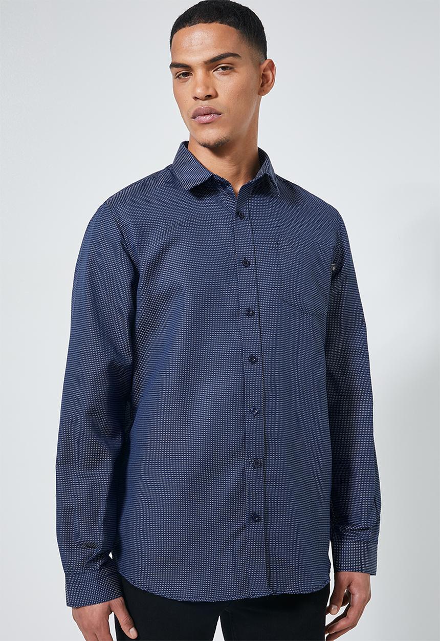 Superbalist - Barber regular fit long sleeve oxford shirt - navy