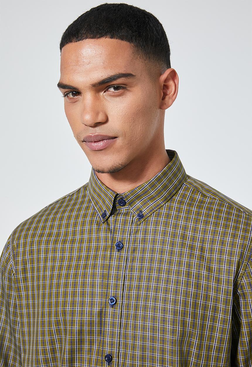 Superbalist - Barber regular fit long sleeve oxford shirt - olive