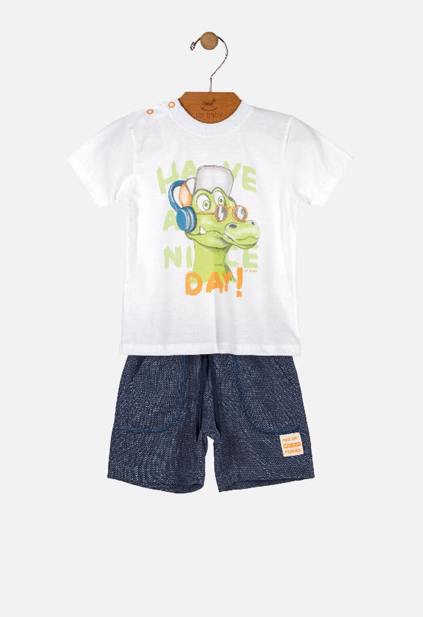 UP Baby - Boys T-shirt & shorts set - white & navy