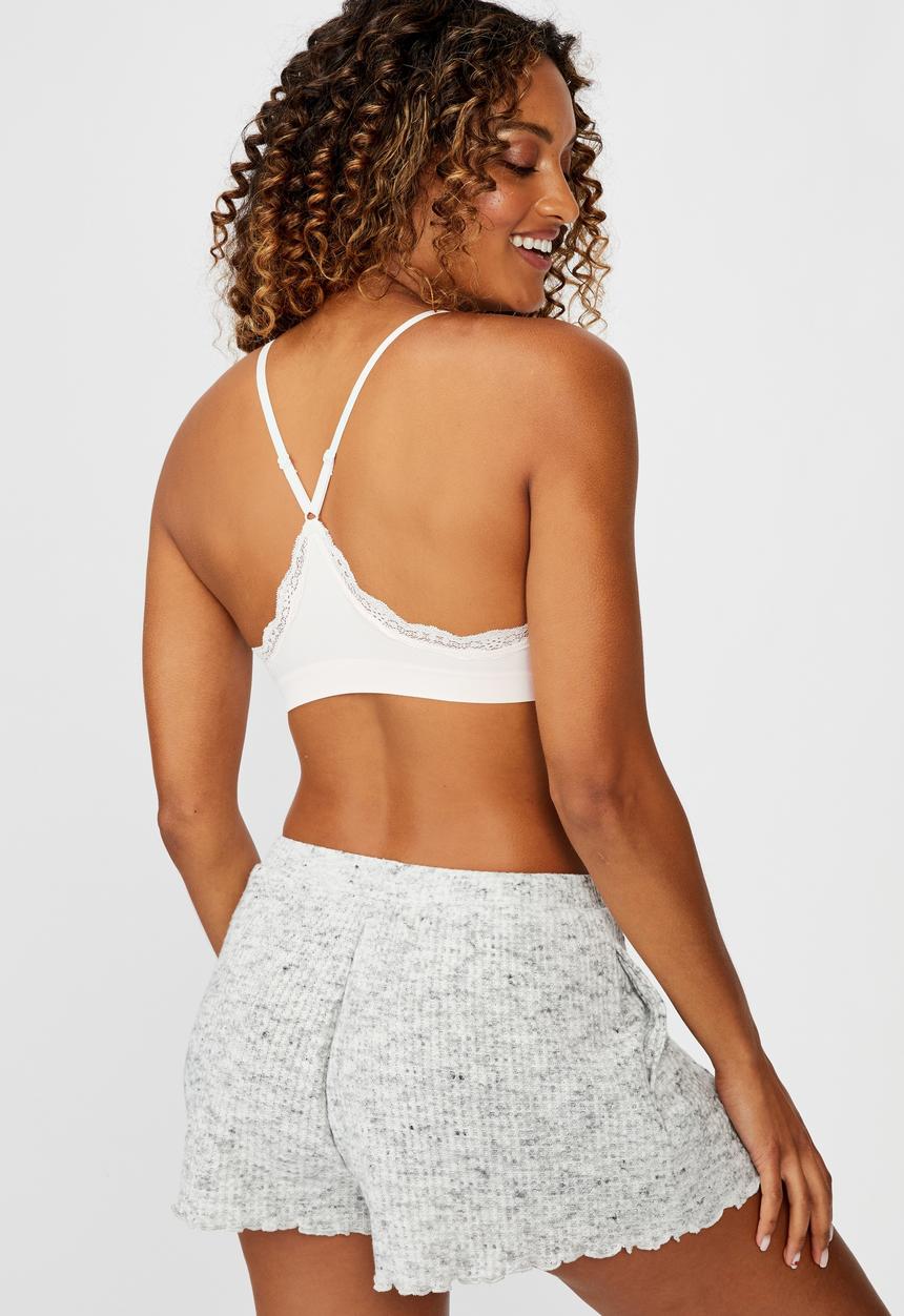 Cotton On - Seamfree rib & lace triangle bralette -crystal pink