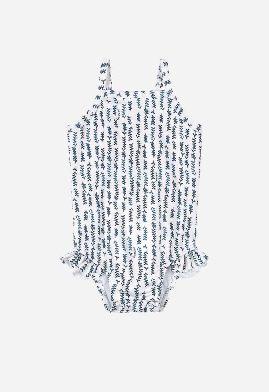 UP Baby - Girls printed swimsuit - white & navy