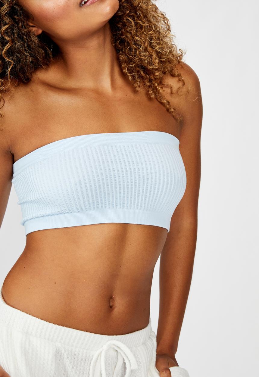 Cotton On - Seamfree rib bandeau - baby blue