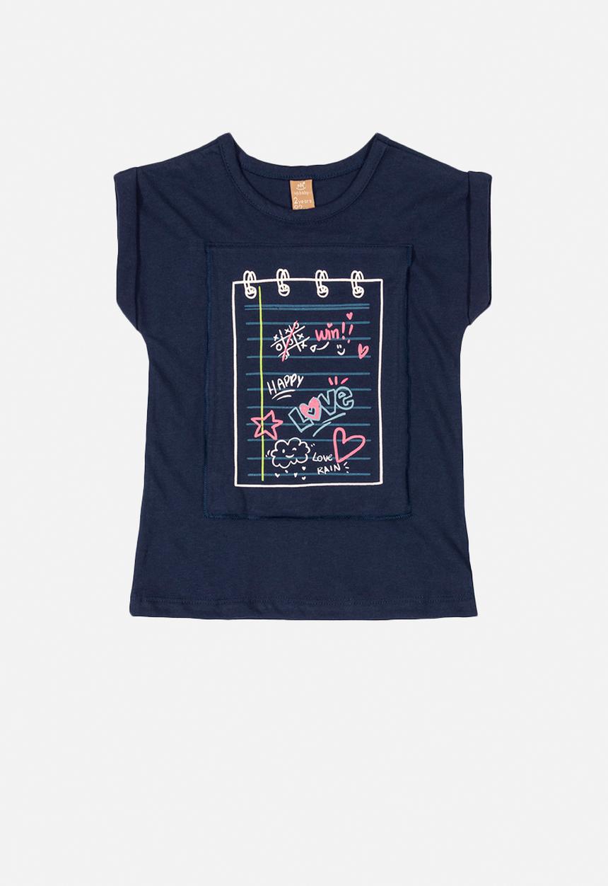 UP Baby - Girls printed tee - navy