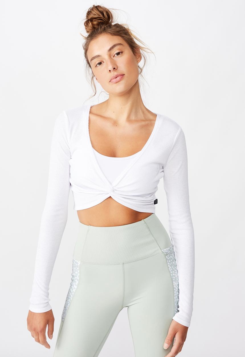 Cotton On - Twist long sleeve top - white
