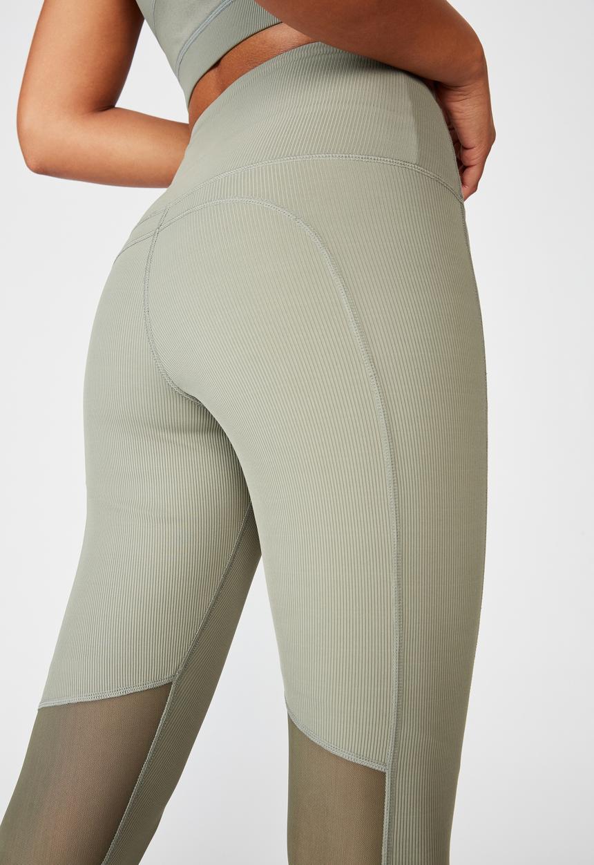 Cotton On - Workout rib mesh capri - steely shadow