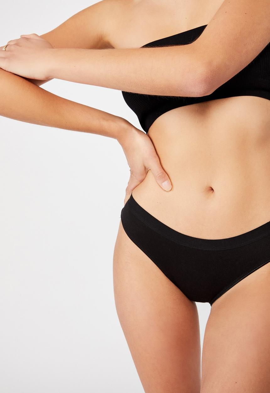 Cotton On - Cotton rib bikini brief - black