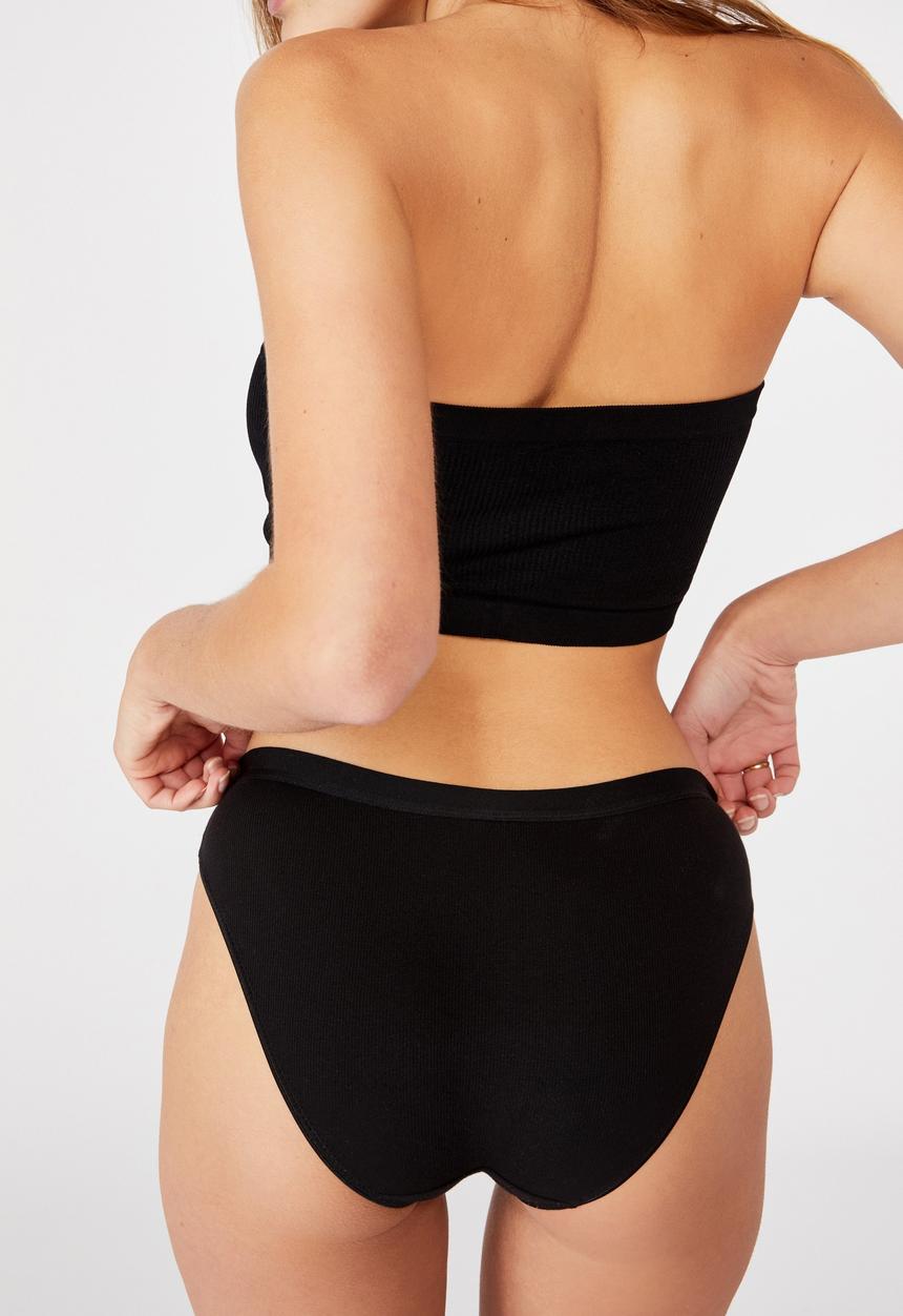 Cotton On - Cotton rib bikini brief - black