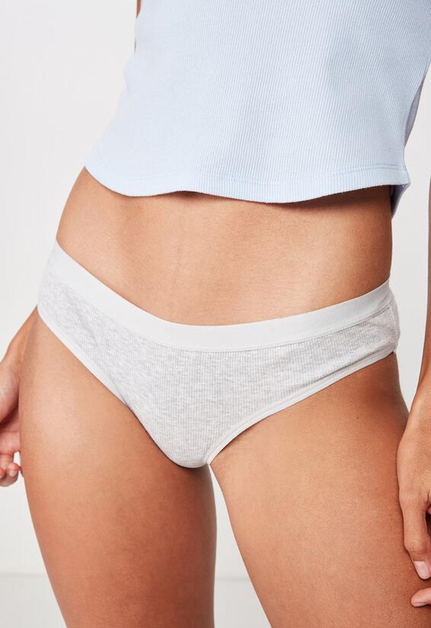 Cotton On - Cotton rib bikini brief - grey 