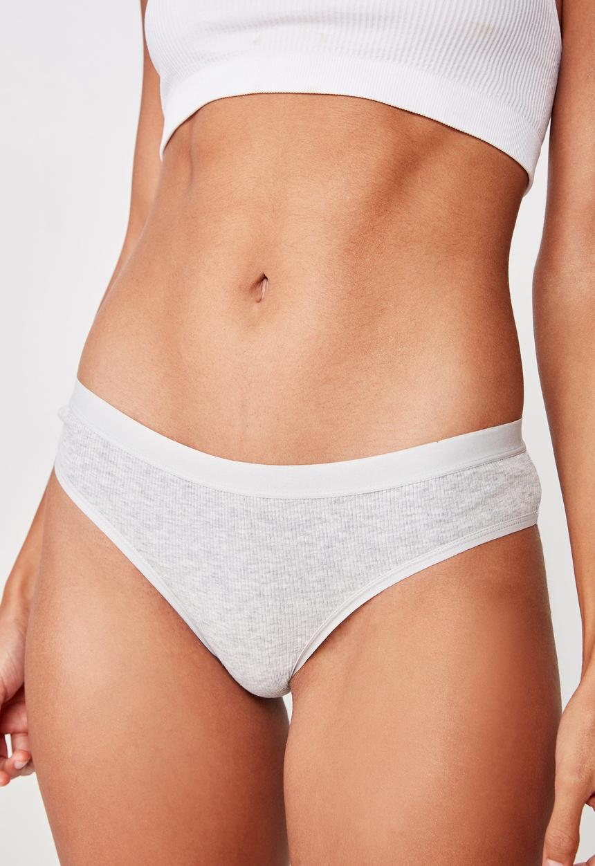 Cotton On - Cotton rib brasiliano brief - grey